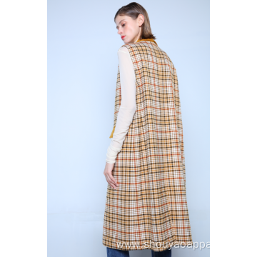 LONG BUTTONED CHECK WAISTCOAT